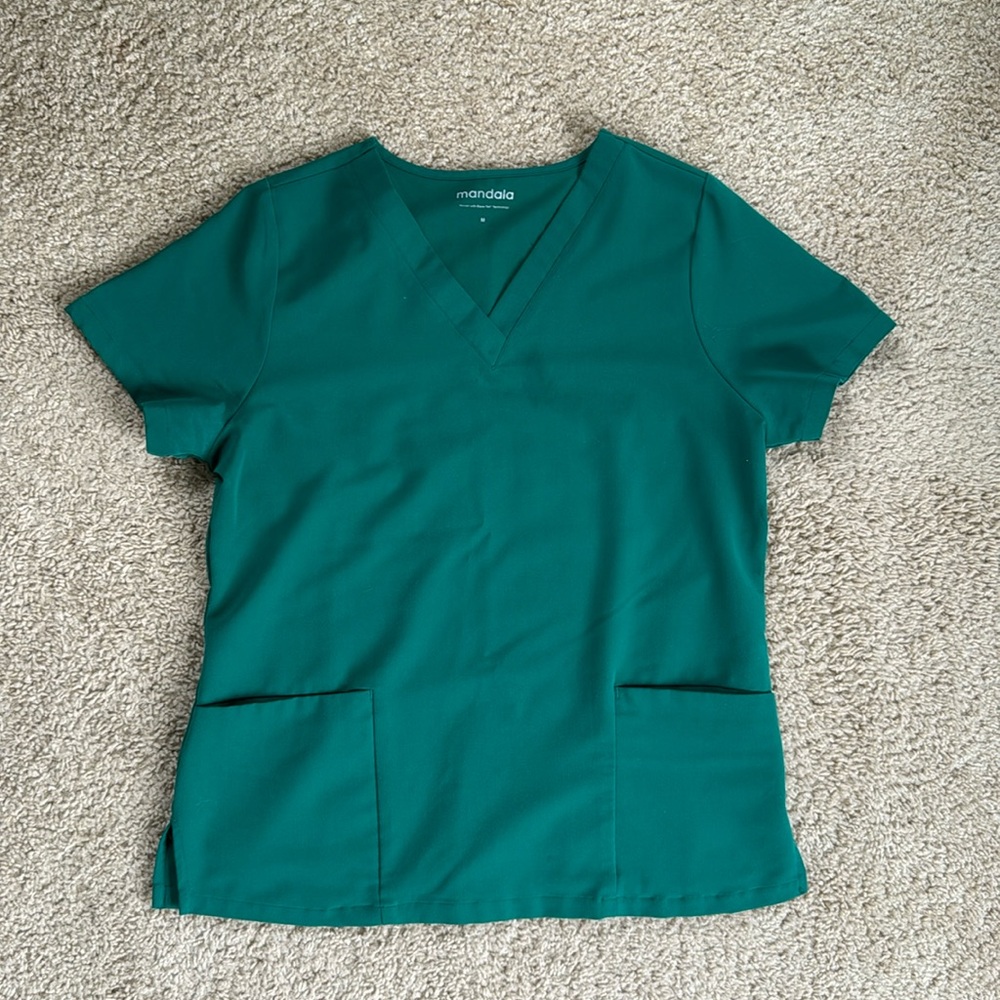 Mandala Green Scrub Top
